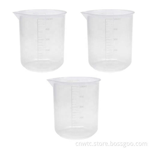 Plastic Graduated Beakers in Various Sizes: 50ml, 100ml, 250ml, and 500ml - Measuring Cups with Spouts